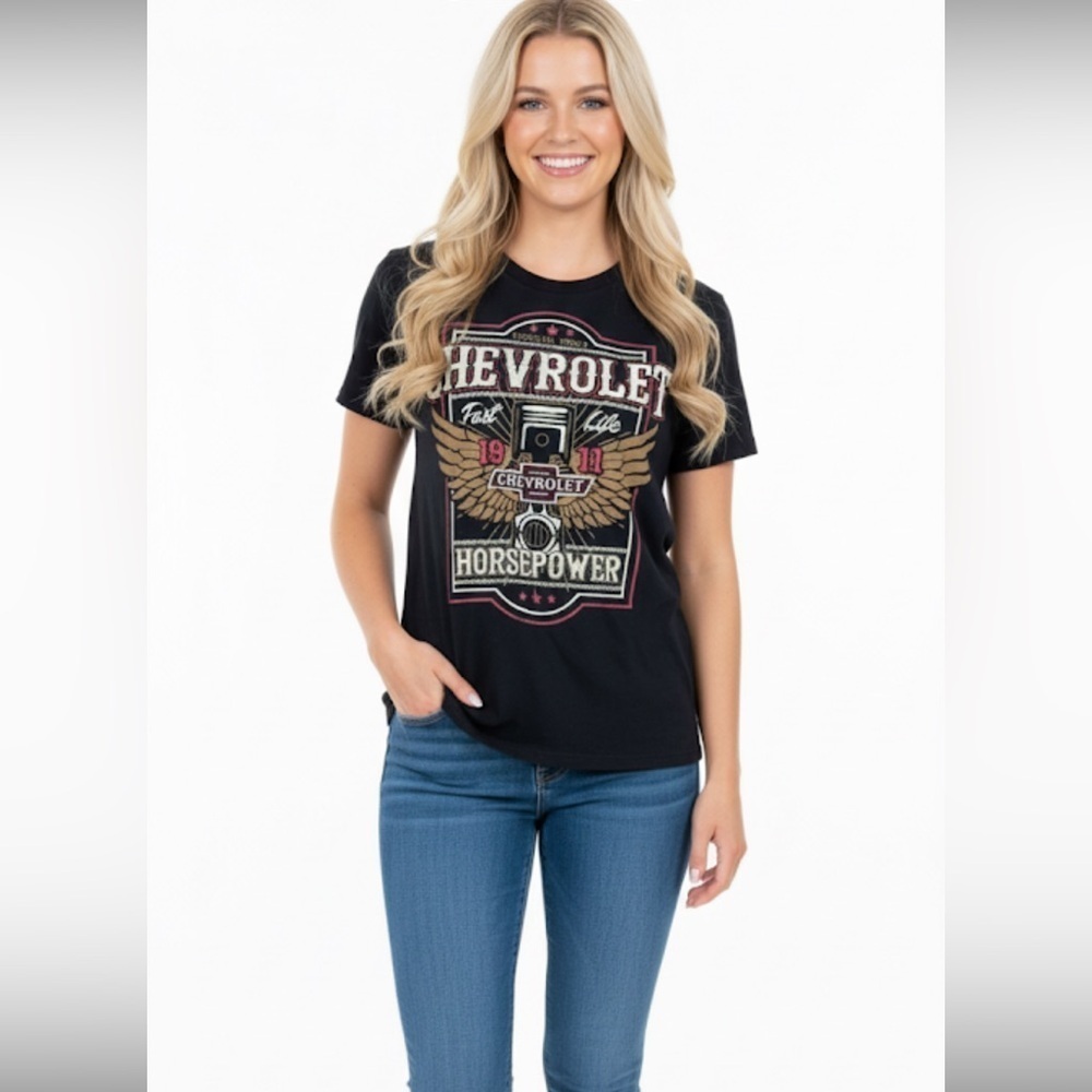 GM size XLarge black cotton Chevrolet graphic T-shirt